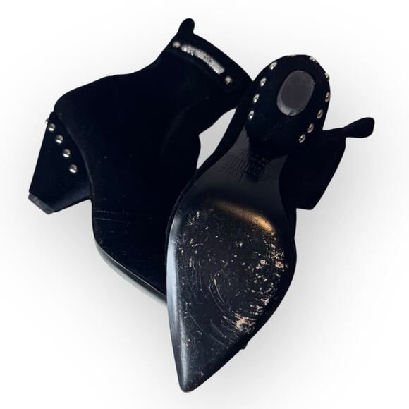 Love Moschino Black Suede Western Ankle Booties Silver Studs Heart Studs 36 6.5 - Picture 3 of 7